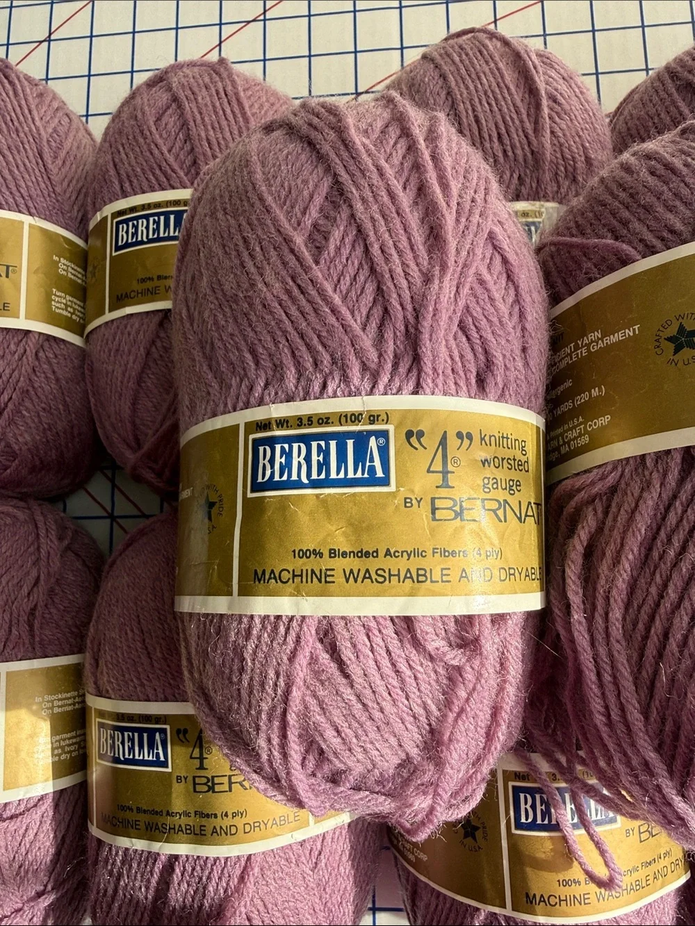 Lot of 10 Vintage Bernat Berella Worsted Yarn Marsh Heather #8952 100% Acrylic